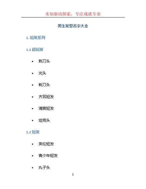 男生发型名字大全