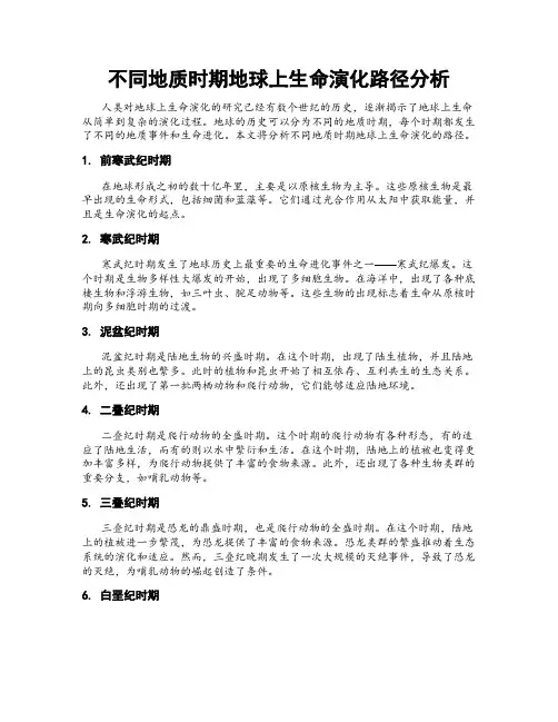 不同地质时期地球上生命演化路径分析