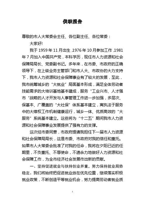 局长  供职报告