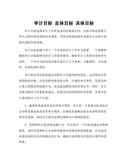审计目标 总体目标 具体目标