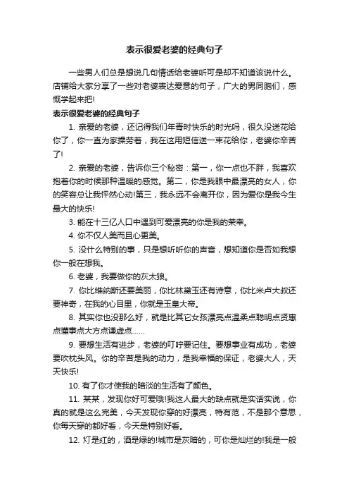 表示很爱老婆的经典句子