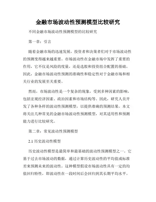 金融市场波动性预测模型比较研究