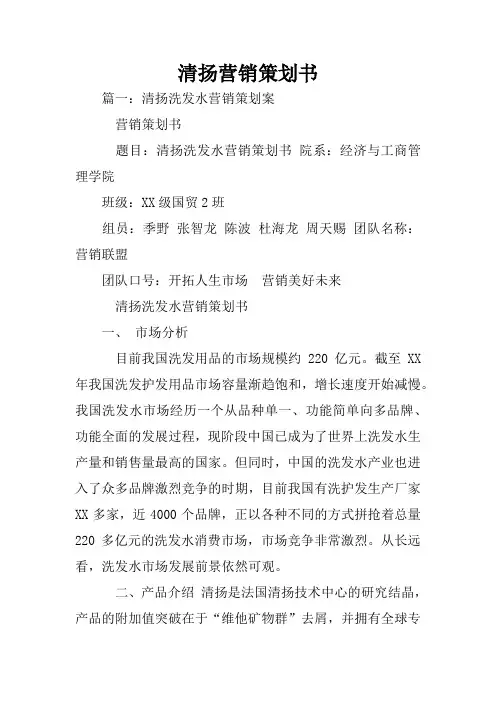 清扬营销策划书