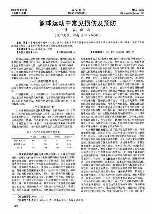 篮球运动中常见损伤及预防
