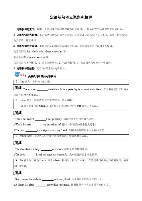 专题16.定语从句考点聚焦和精讲-中考英语语法复习(原卷版)