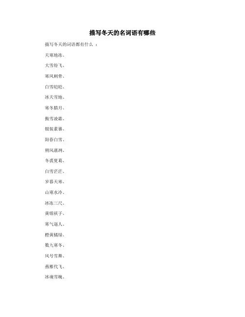 描写冬天的名词语有哪些