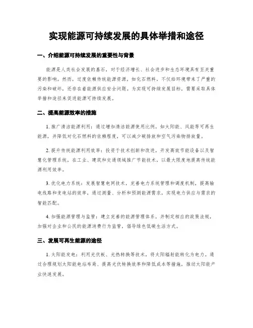 实现能源可持续发展的具体举措和途径