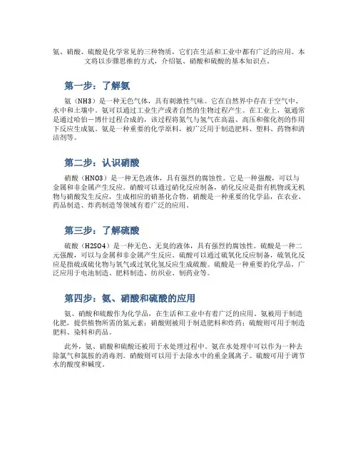 氨 硝酸 硫酸知识点