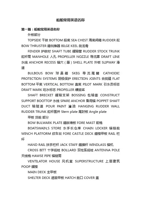 船舶常用英语名称