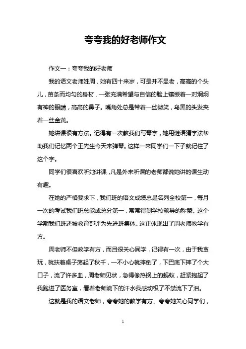 夸夸我的好老师作文