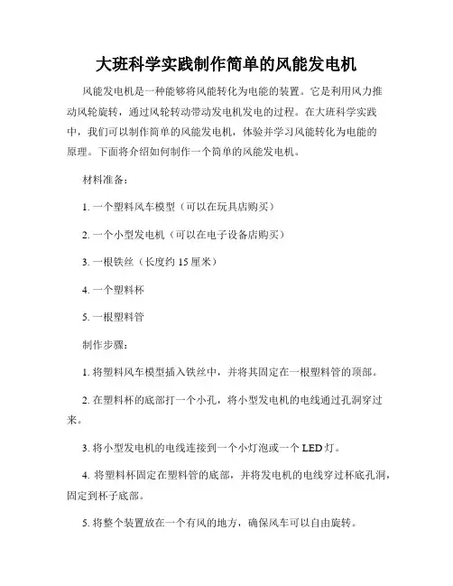 大班科学实践制作简单的风能发电机