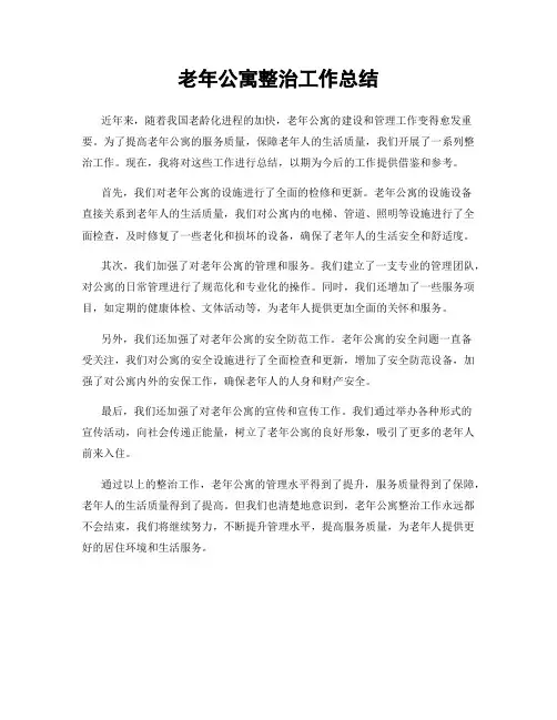 老年公寓整治工作总结
