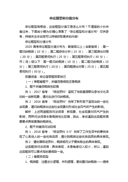申论题型和分值分布