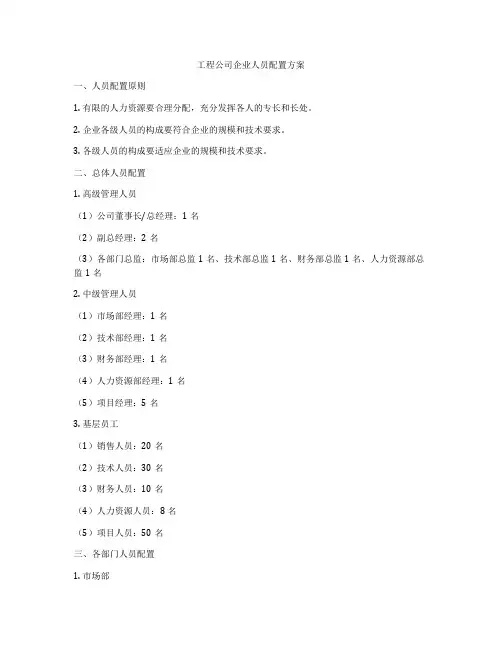 工程公司企业人员配置方案