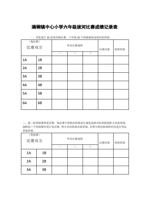 小学拔河比赛赛程安排