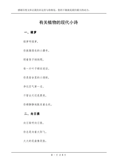 有关植物的现代小诗