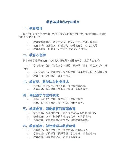 教育基础知识考试重点