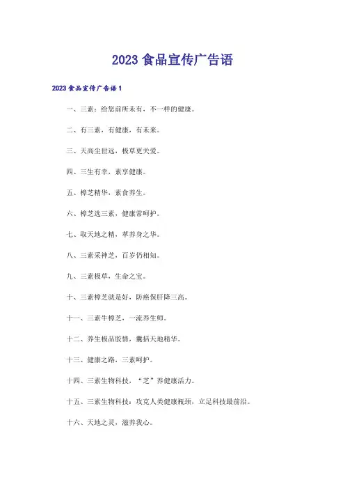 2023食品宣传广告语