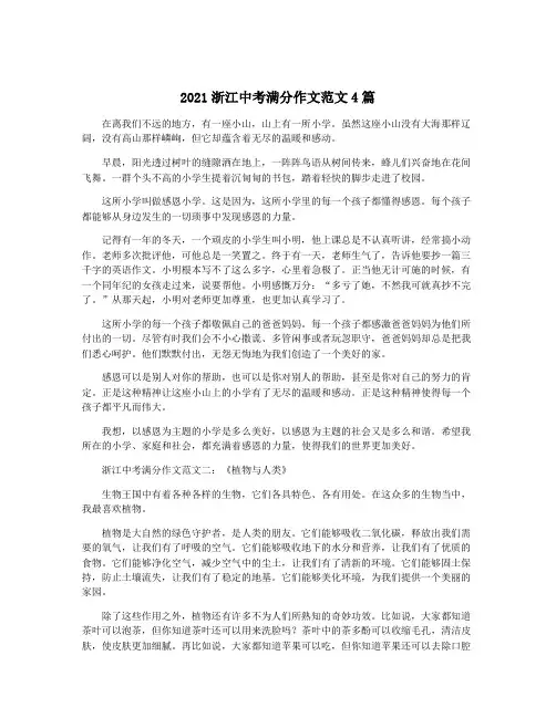 2021浙江中考满分作文范文4篇