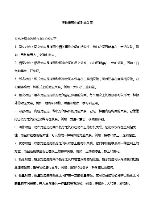 类比推理中的对应关系
