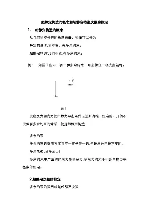 超静定结构的概念和超静定结构次数的确定