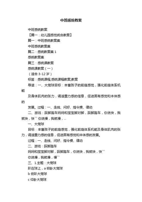 中班感统教案