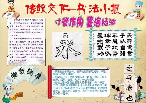 中国风书法艺术小报手抄报A4空白模板