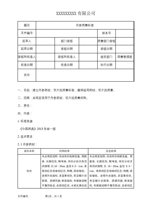 丹参质量标准