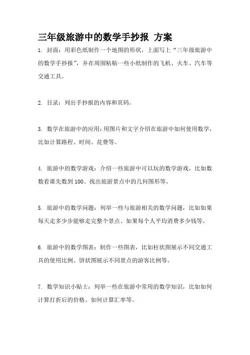 三年级旅游中的数学手抄报 方案