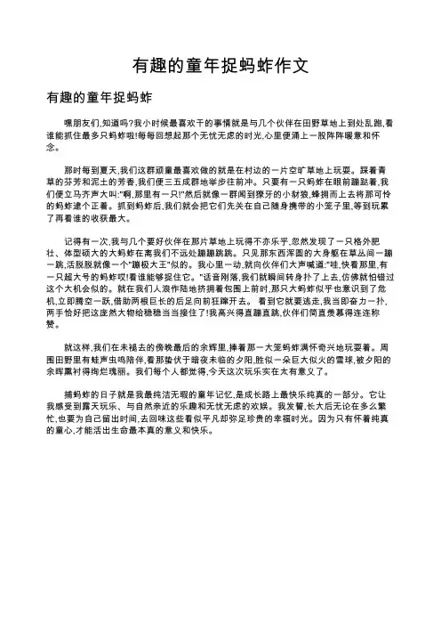 有趣的童年捉蚂蚱作文