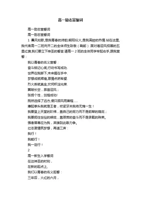 高一励志宣誓词
