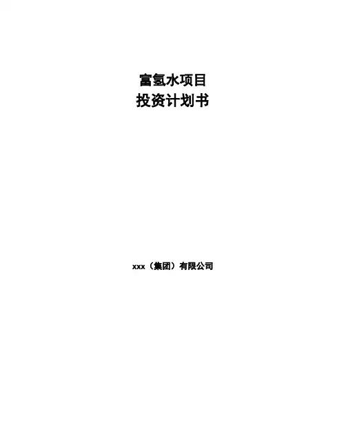 富氢水项目投资计划书