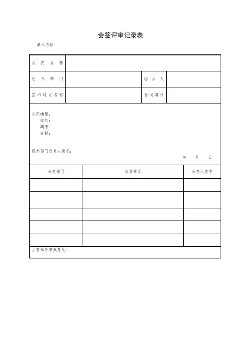 合同评审及会签表(模板)