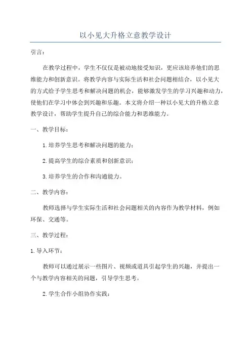 以小见大升格立意教学设计