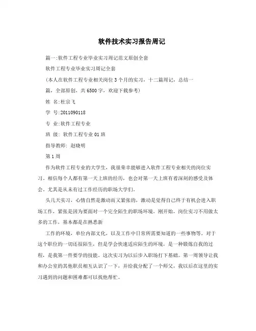 软件技术实习报告周记