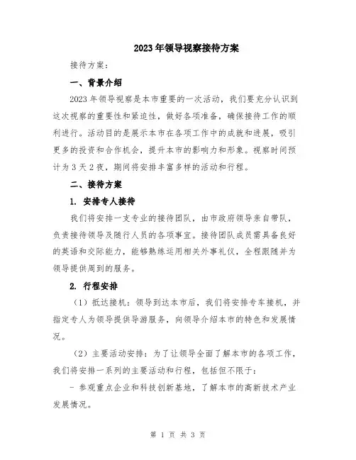2023年领导视察接待方案