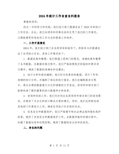 2024年统计工作自查自纠报告(3篇)