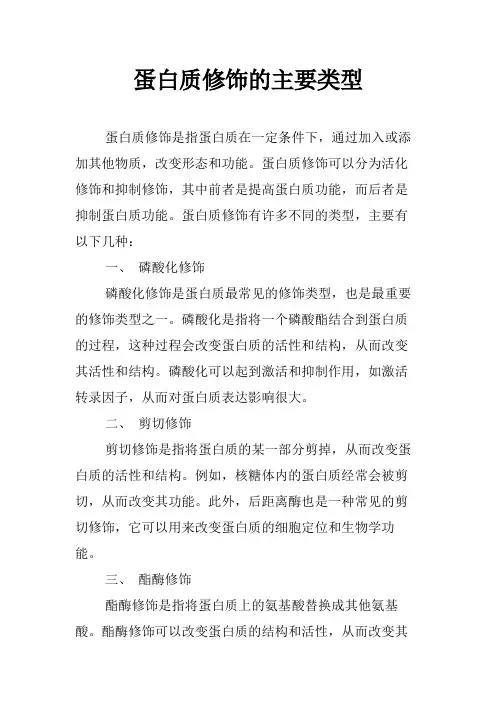 蛋白质修饰的主要类型