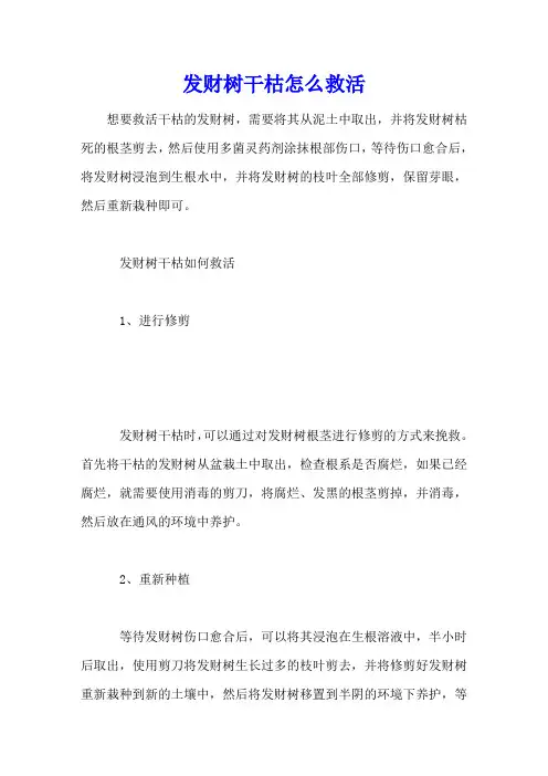 发财树干枯怎么救活