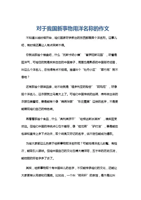 对于我国新事物用洋名称的作文