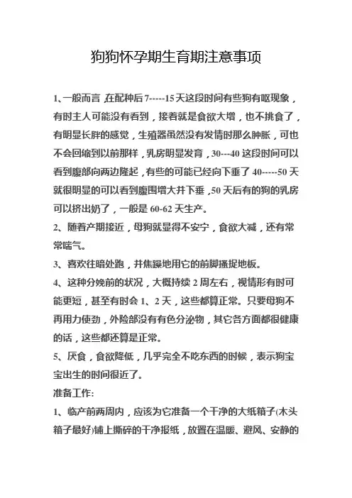 狗狗怀孕期生育期注意事项