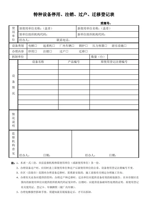 特种设备停用、注销、过户、迁移登记表[1]