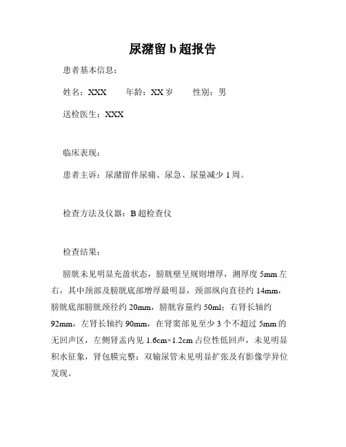 尿潴留b超报告