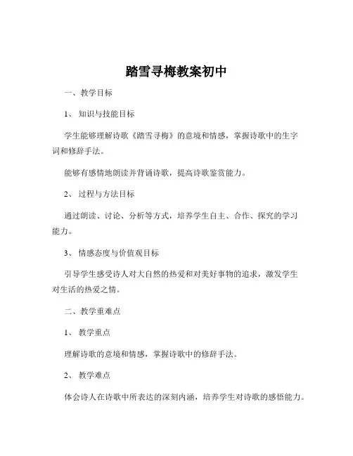 踏雪寻梅教案初中