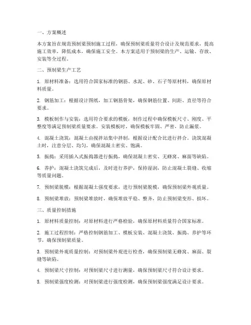 预制梁预制专项方案