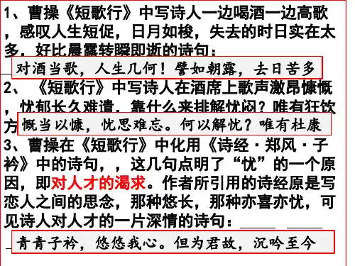 《短歌行》《归园田居》理解性默写