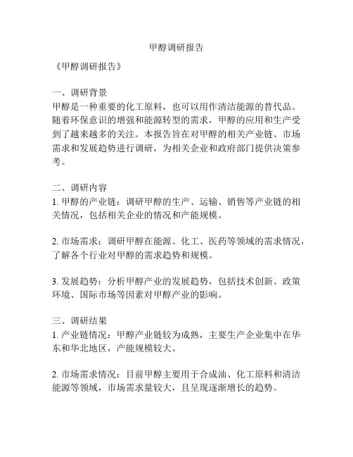 甲醇调研报告