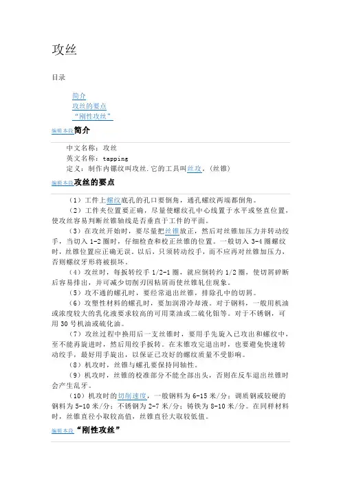 攻丝加工工艺