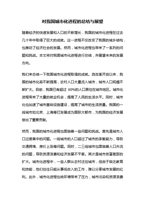 对我国城市化进程的总结与展望