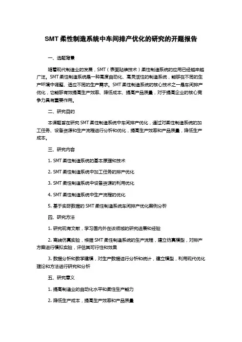SMT柔性制造系统中车间排产优化的研究的开题报告